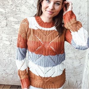Hem & Thread Striped Destroyed Sweater